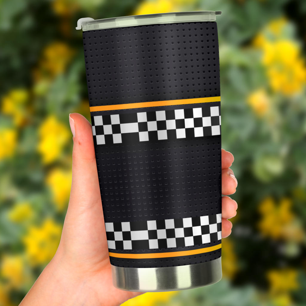 Checkered Flag Yellow Line Style Tumbler