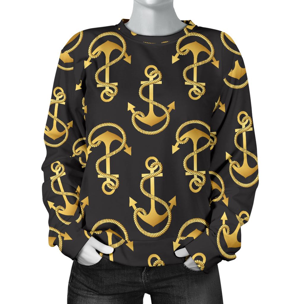 Anchor Gold Pattern Women Long Sleeve Sweatshirt