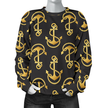 Anchor Gold Pattern Women Long Sleeve Sweatshirt