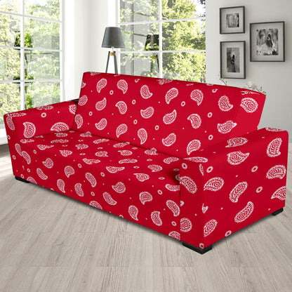 Bandana Red Paisley Print Design LKS305 Sofa Slipcover