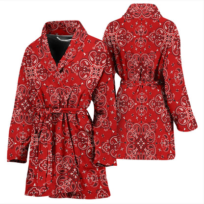 Bandana Red Pattern Print Design LKS3010 Women Bathrobe
