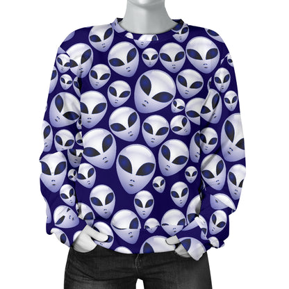 Alien Head Extraterrestrial Women Long Sleeve Sweatshirt