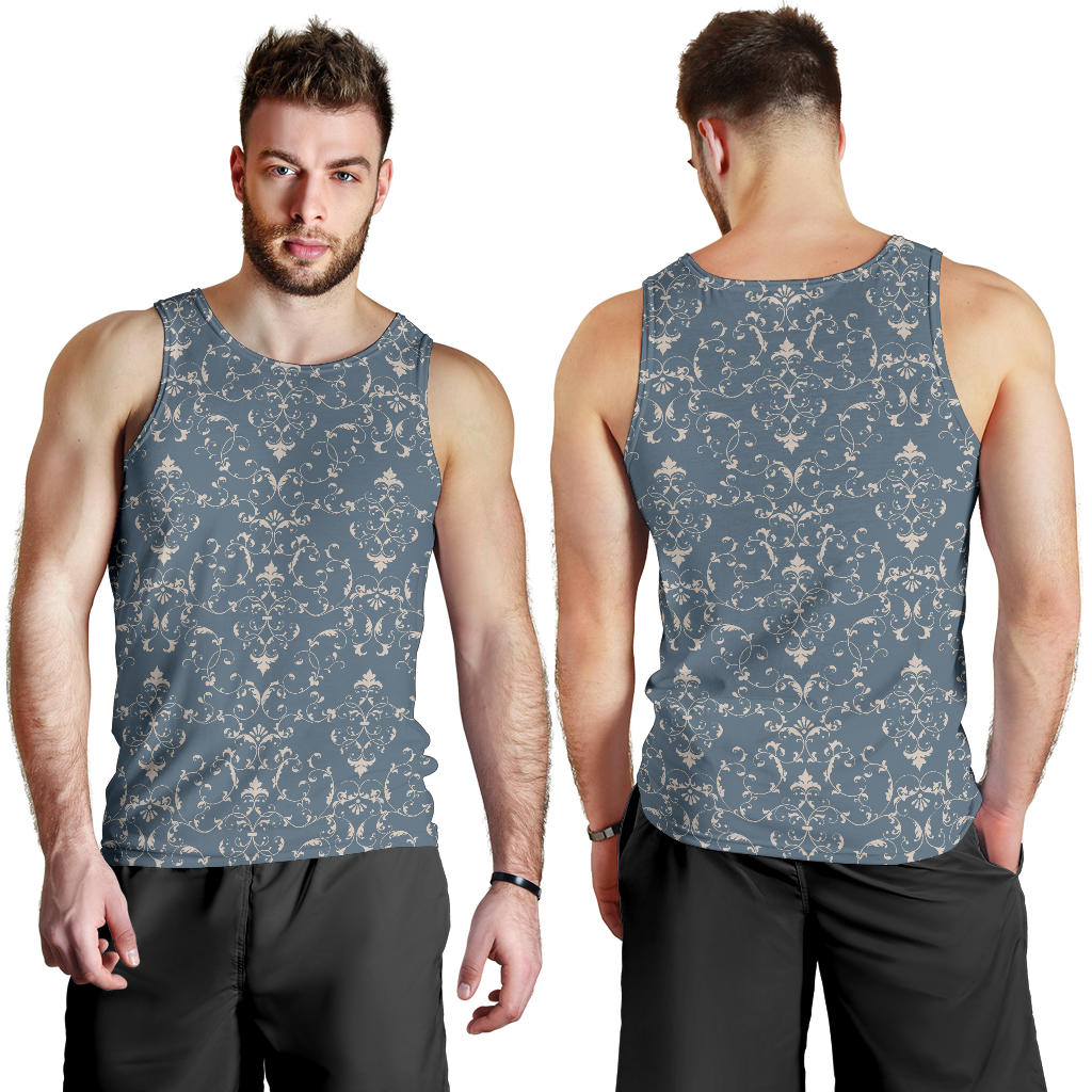 Damask Elegant Teal Print Pattern Men Tank Top