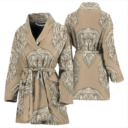 Pekingese Pattern Print Design A01 Women Bathrobe