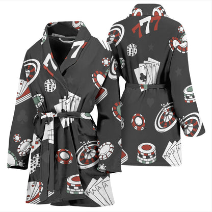 Casino Pattern Print Design 02 Women Bathrobe