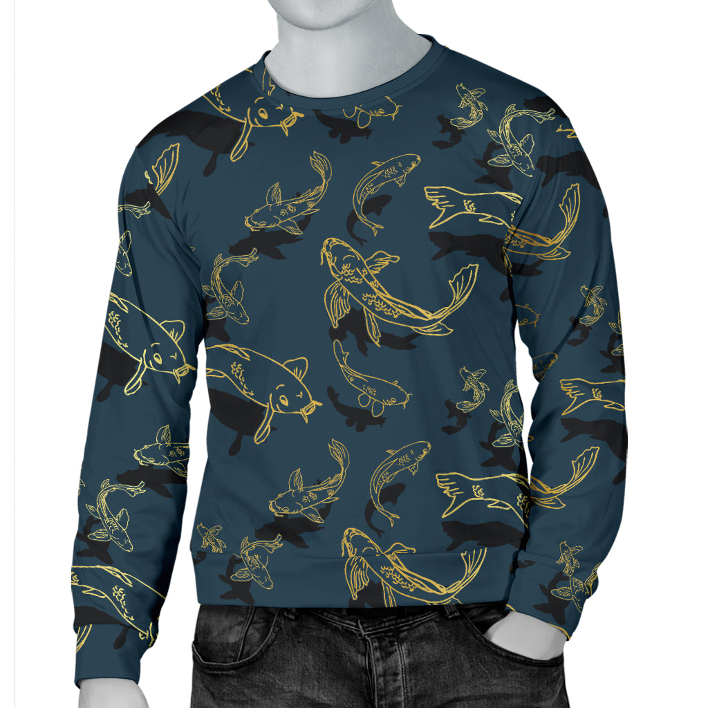 Koi Carp Gold Design Themed Print Men Long Sleeve Sweatshirt