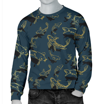 Koi Carp Gold Design Themed Print Men Long Sleeve Sweatshirt