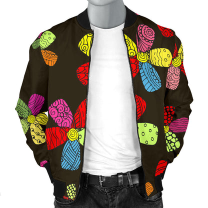 Flower Power Colorful Print Pattern Men Bomber Jacket