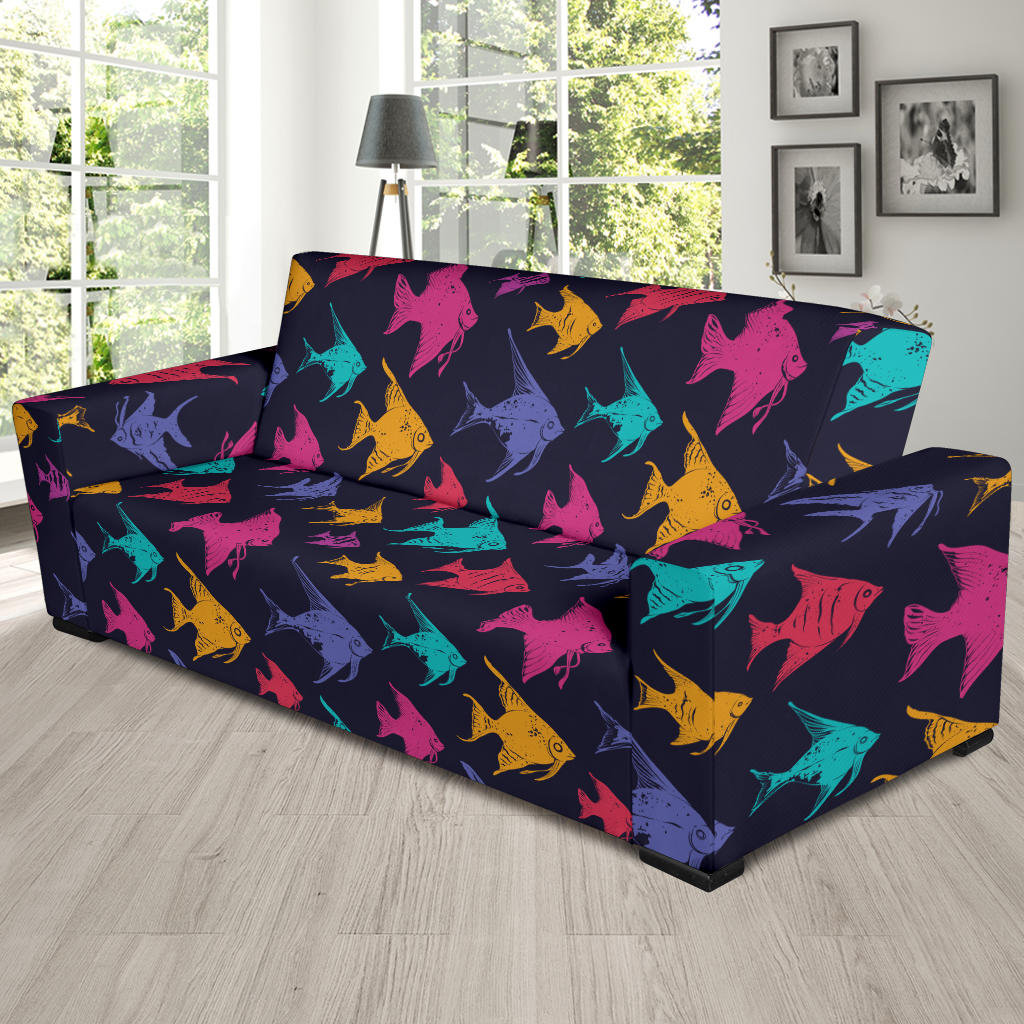 Angelfish Colorful Pattern Print Design 03 Sofa Slipcover