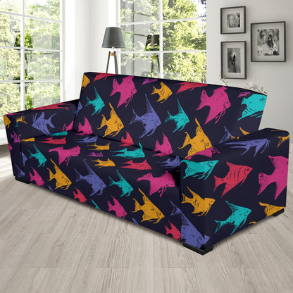Angelfish Colorful Pattern Print Design 03 Sofa Slipcover