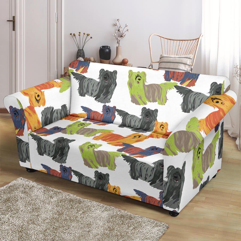 Skye Terriers Print Design LKS301 Loveseat Couch Slipcover