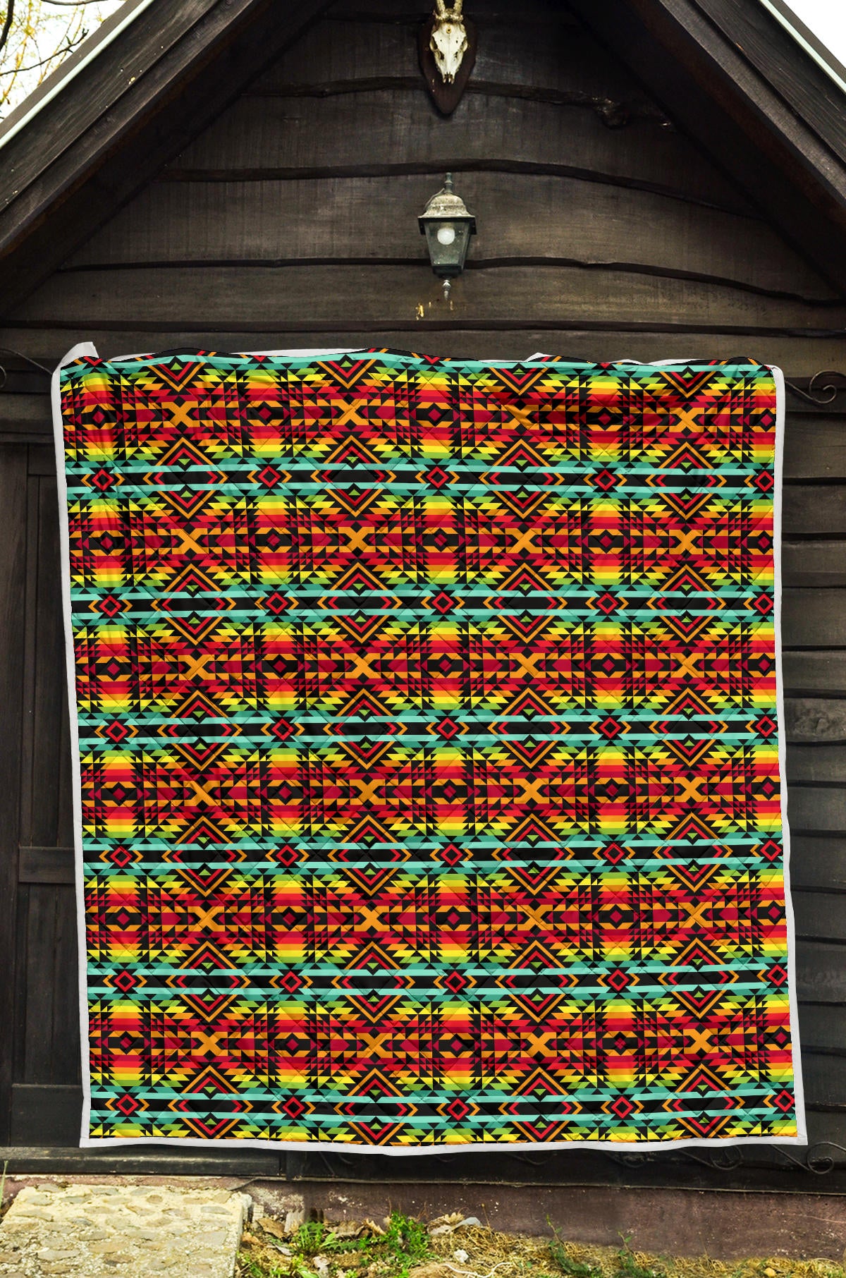 Kente Red Design African Print Quilt Bedspread