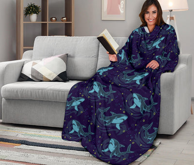 Shark Themed Print Adult Sleeve Blanket
