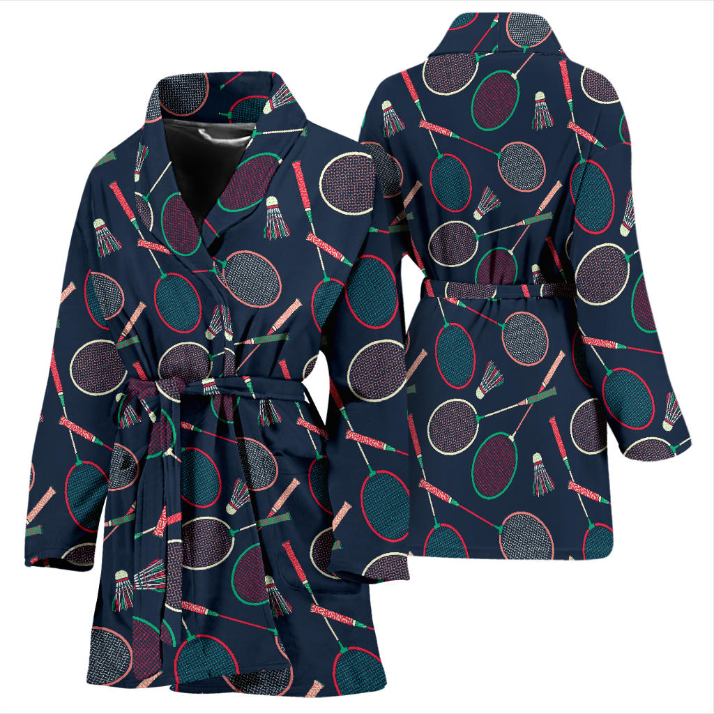 Badminton Pattern Print Design 03 Women Bathrobe