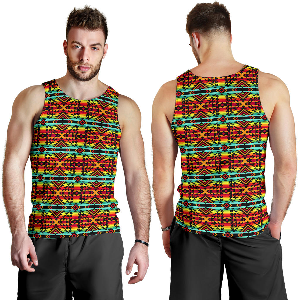Kente Red Design African Print Men Tank Top