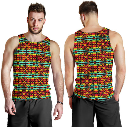 Kente Red Design African Print Men Tank Top