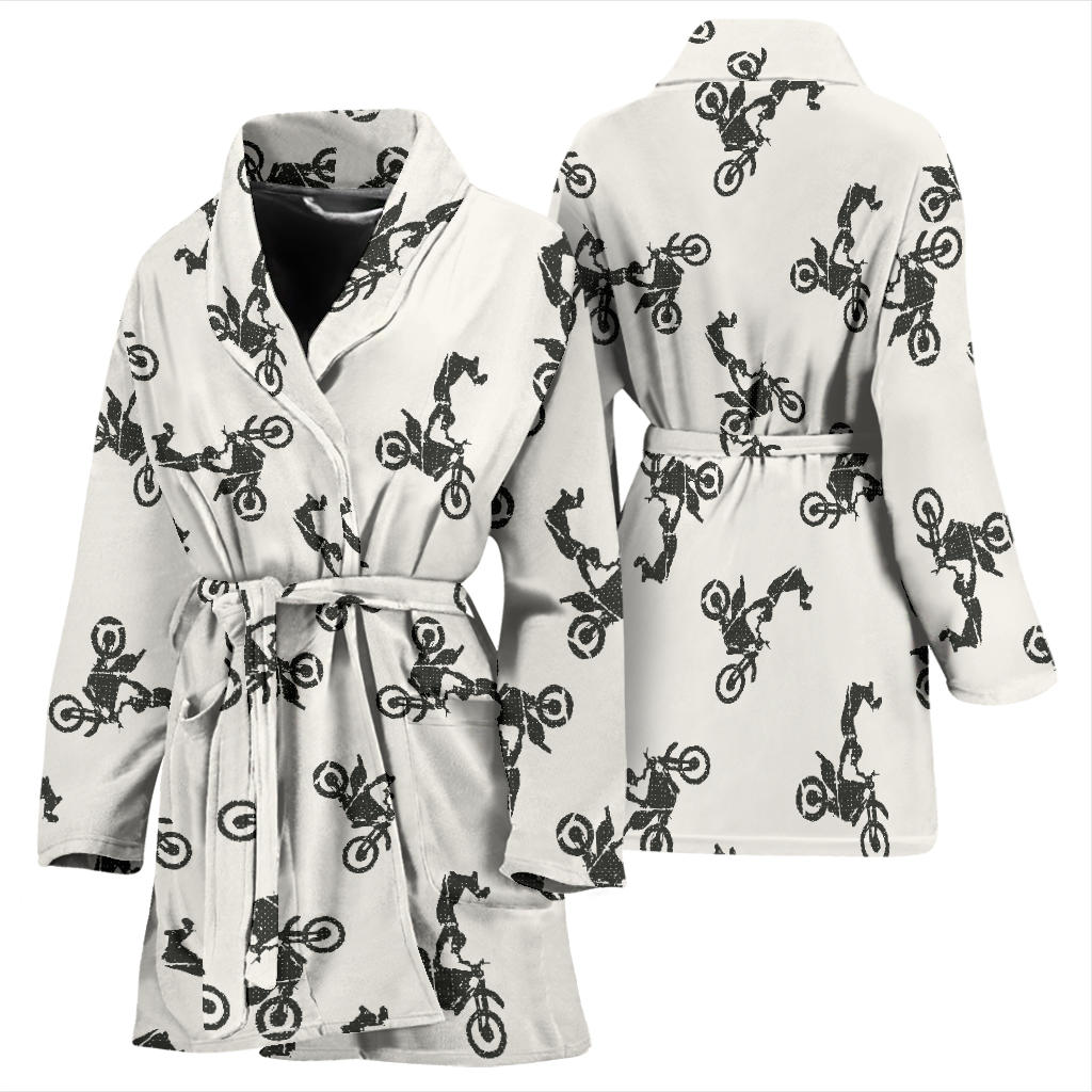 Motocross Pattern Print Design 03 Women Bathrobe