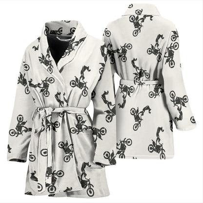 Motocross Pattern Print Design 03 Women Bathrobe