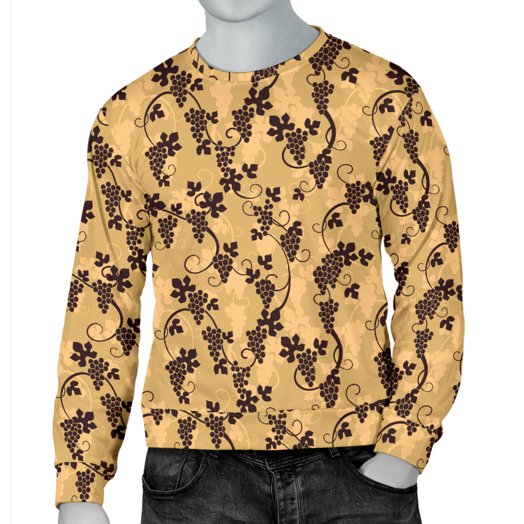 Wine Grape Design Print Men Long Sleeve Sweatshirt