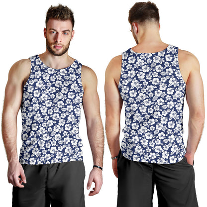 Hibiscus Blue Hawaiian Flower Style Men Tank Top