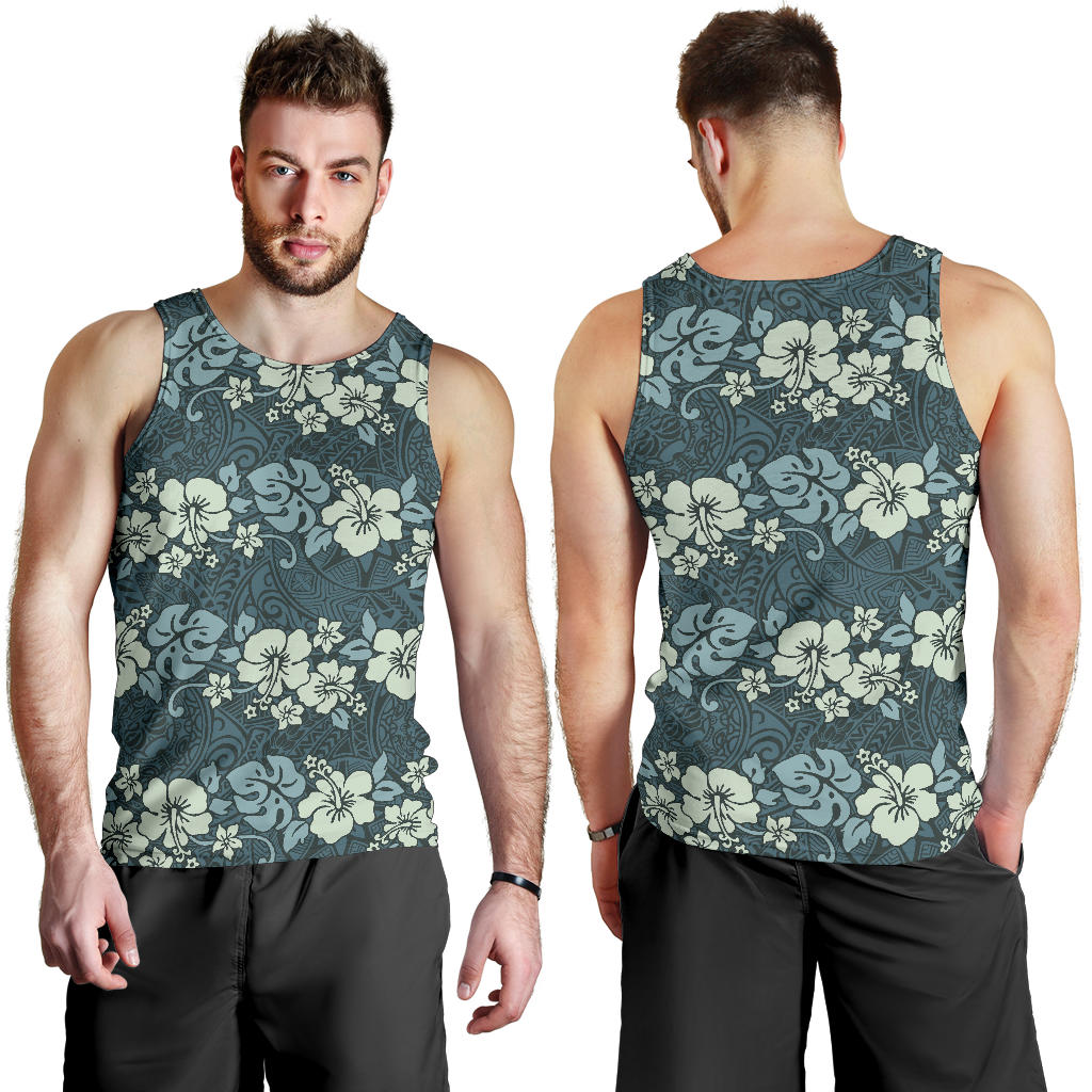 Flower Hawaiian Hibiscus Style Print Pattern Men Tank Top