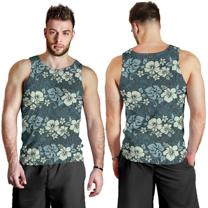 Flower Hawaiian Hibiscus Style Print Pattern Men Tank Top