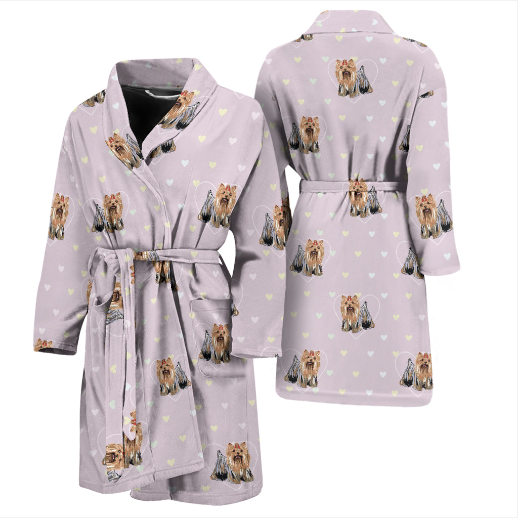 Yorkshire Terriers Print Design LKS302 Men Bathrobe