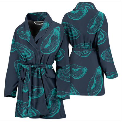 Oyster Pattern Print Design 01 Women Bathrobe