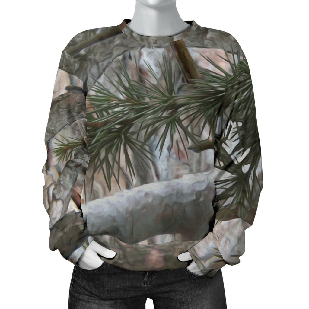 Camo Realistic Tree Forest Pattern Women Long Sleeve Sweatshirt