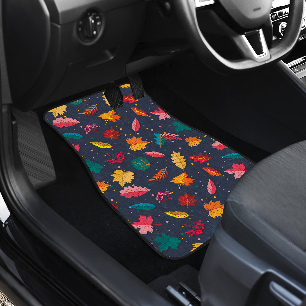 Elm Leave Colorful Print Pattern Car Floor Mats Front Back