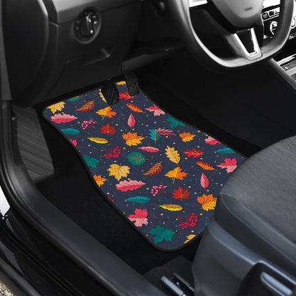 Elm Leave Colorful Print Pattern Car Floor Mats Front Back