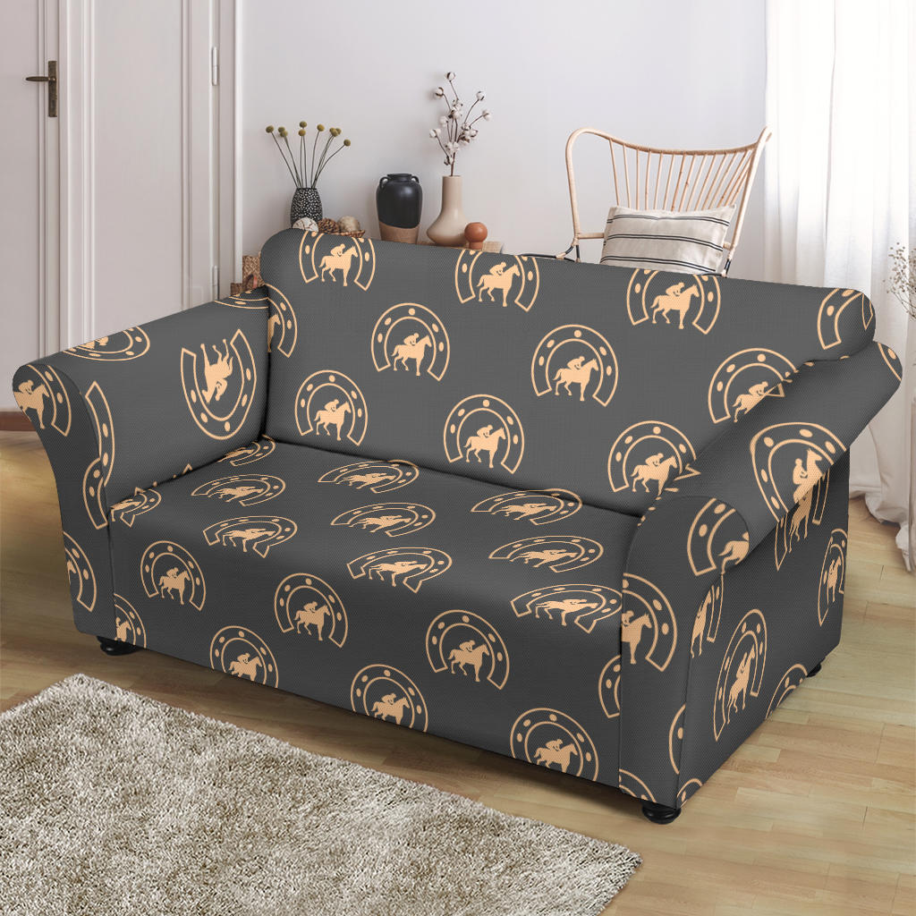 Horseshoe Print Design LKS306 Loveseat Couch Slipcover