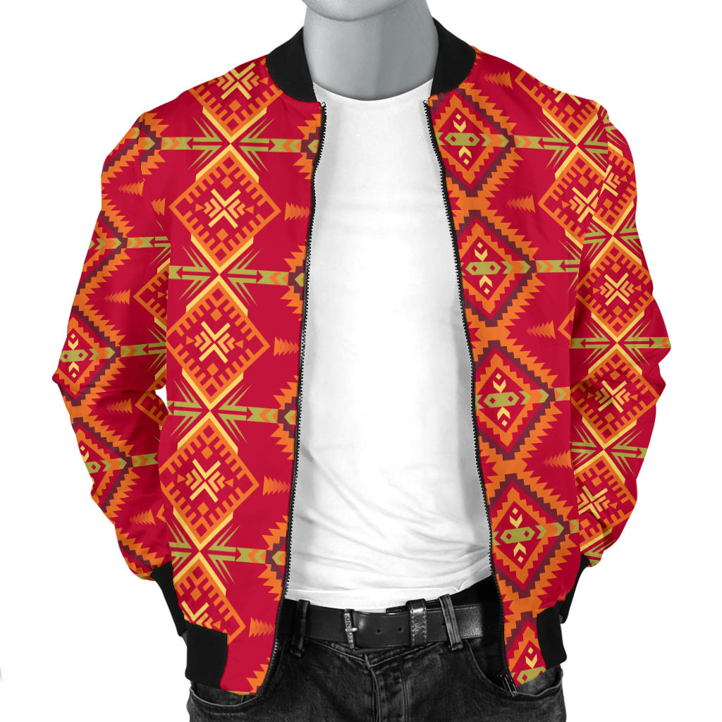 Southwest Aztec Design Themed Print Men Bomber Jacket