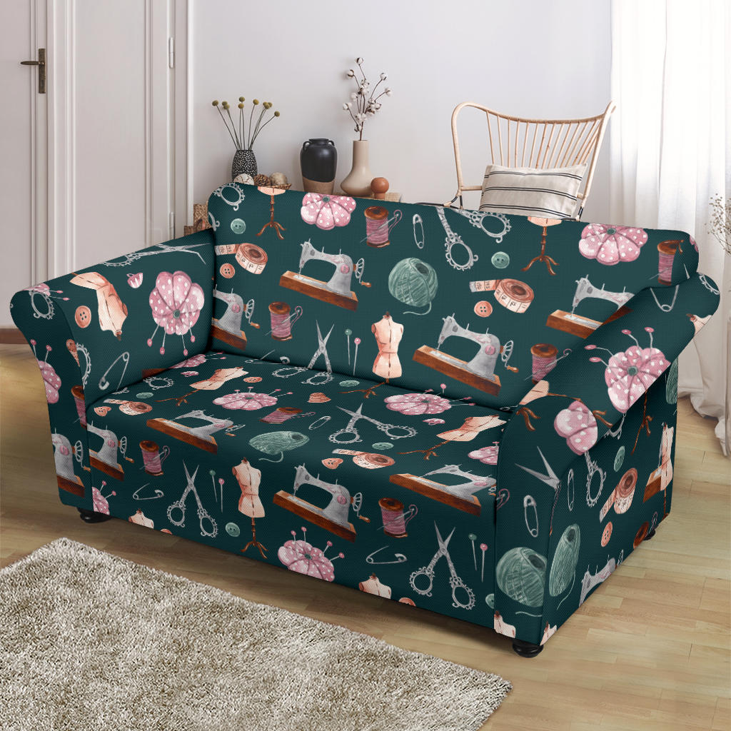 Sewing Equipment Print Design LKS307 Loveseat Couch Slipcover