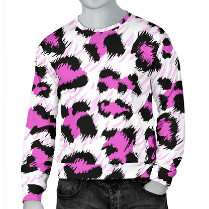 Leopard Pink Skin Print Men Long Sleeve Sweatshirt