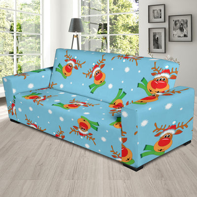 Reindeer cute Pattern Print Design 02 Sofa Slipcover