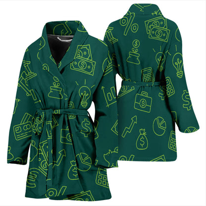 Accounting Financial Pattern Print Design 02 Women Bathrobe