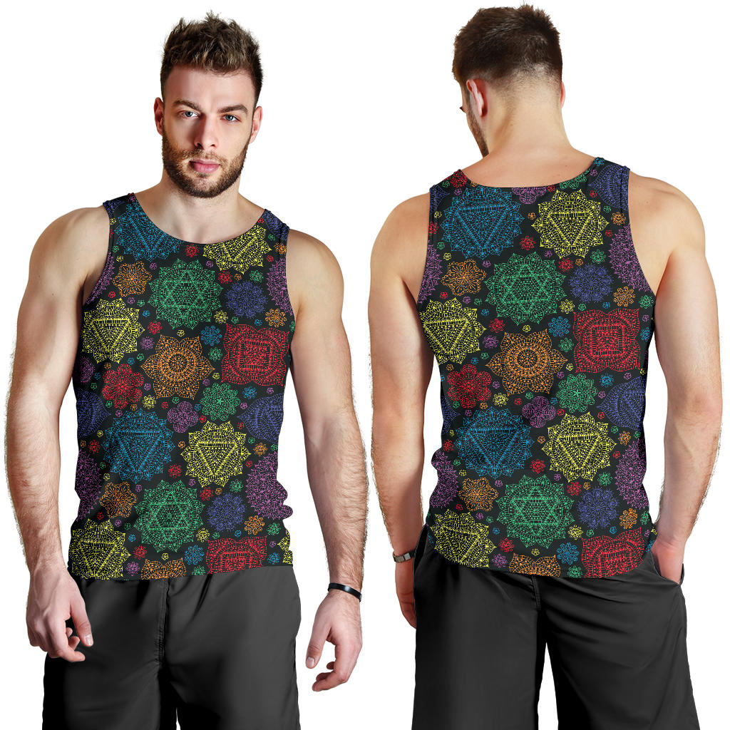 Chakra Mandala Print Pattern Men Tank Top