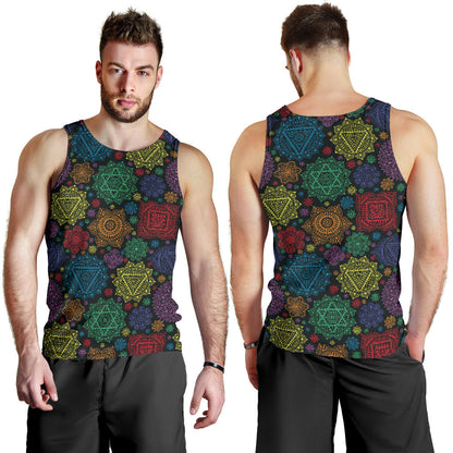 Chakra Mandala Print Pattern Men Tank Top