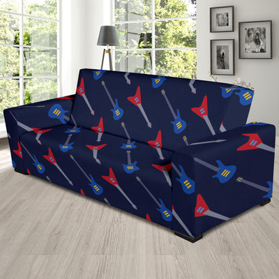 Electric Guitar Pattern Print Design 01 Sofa Slipcover