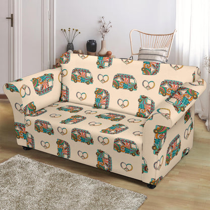 Hippie Van Peace Print Design LKS303 Loveseat Couch Slipcover