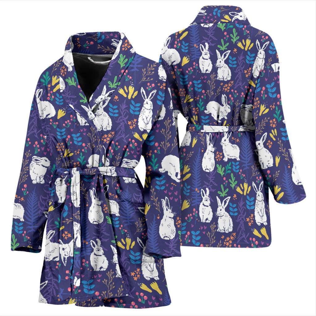 Bunny Pattern Print Design 01 Women Bathrobe
