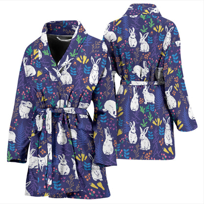 Bunny Pattern Print Design 01 Women Bathrobe