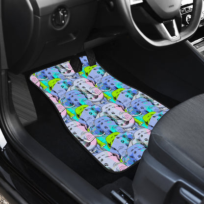 Elephant Art color Print Pattern Car Floor Mats Front Back