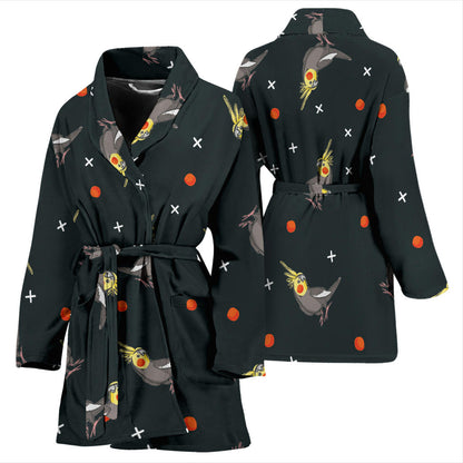 Cockatiel Pattern Print Design 02 Women Bathrobe