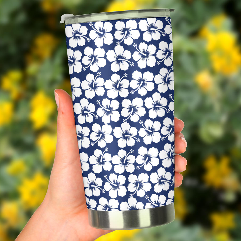 Hibiscus Blue Hawaiian Flower Pattern Tumbler