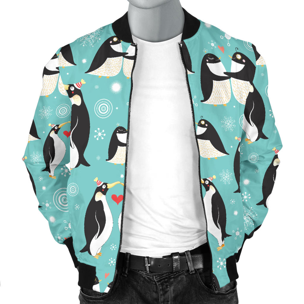 Penguin Love Print Men Bomber Jacket