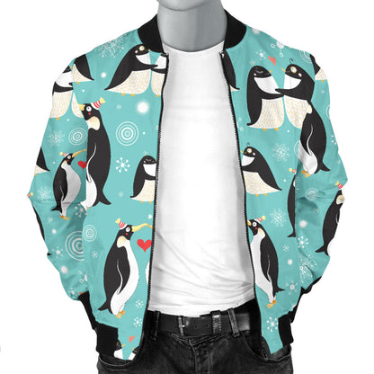 Penguin Love Print Men Bomber Jacket