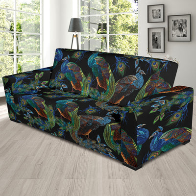 Peacock Pattern Print Design A04 Sofa Slipcover