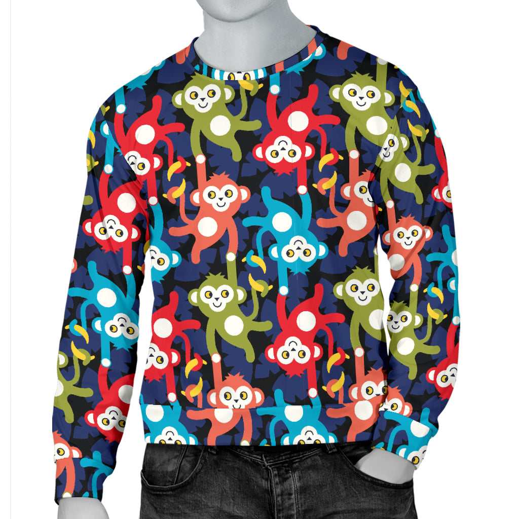 Monkey Colorful Design Themed Print Men Long Sleeve Sweatshirt